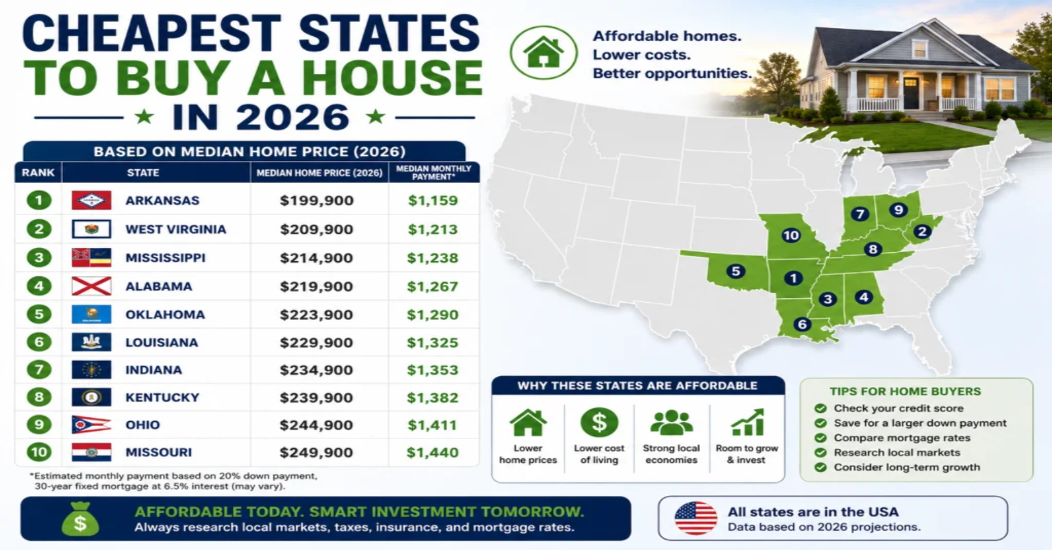 Cheapest States to Buy a House in 2026