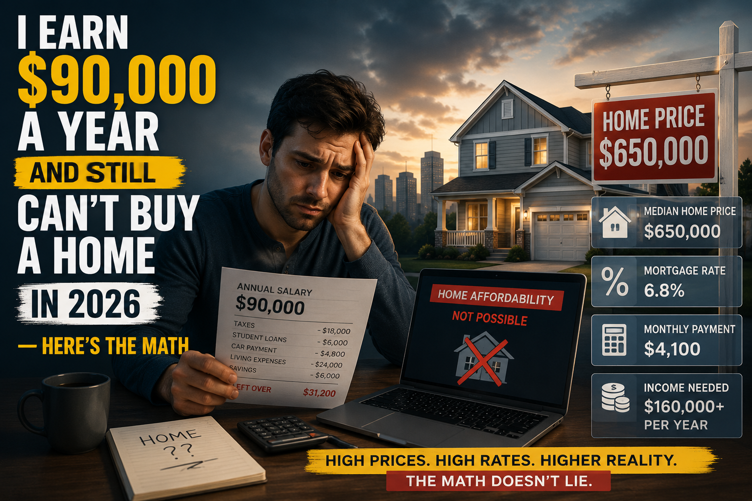 I Earn $90,000 a Year and Still Can’t Buy a Home in 2026 — Here’s the Math